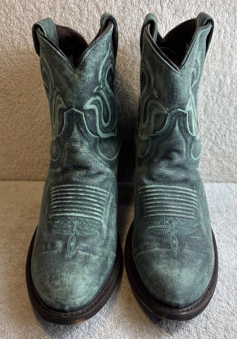 Dingo Women’s Suede Round Toe Western Boots Size 10 M Emerald Green